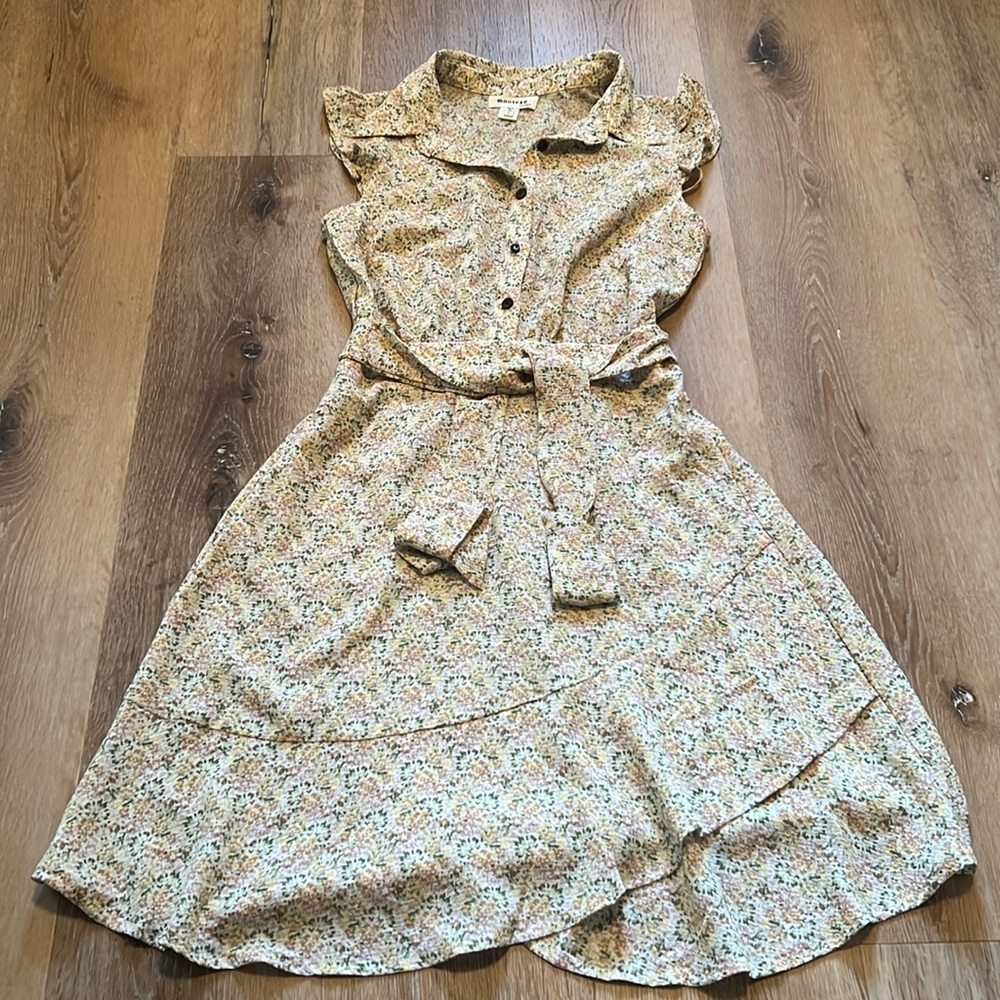 Monteau Small Floral Cap Sleeve 60s‎ 70s style Dresss Classic Hand Wash